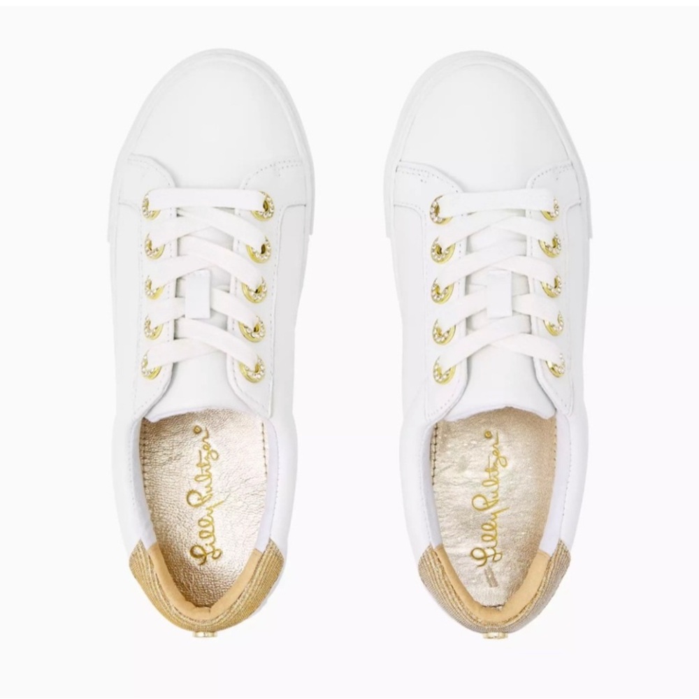 Lilly Pulitzer Sneakers Hallie white leather sparkly rhinestones 6,5